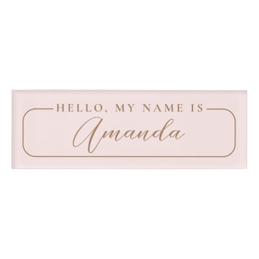 Eenvoudige Moderne Roze elegante Bruiloft Blank Naambadge (Voorkant)