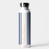 Eenvoudige Moderne Roze en Blauwe Monogrammed Naam Waterfles (Links)