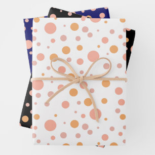 Eenvoudige moderne roze en perzik polka dot inpakpapier vel