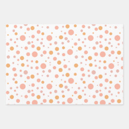 Eenvoudige moderne roze en perzik polka dot inpakpapier vel