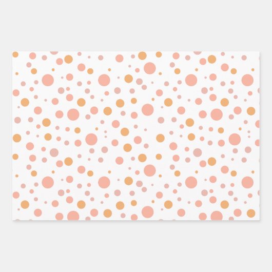 Eenvoudige moderne roze en perzik polka dot inpakpapier vel (Voorkant)