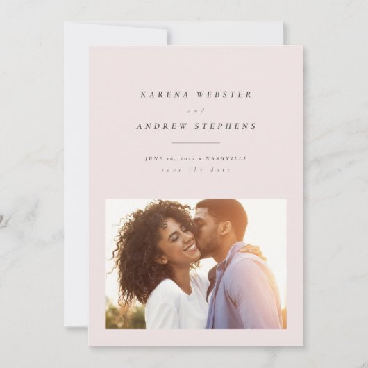 Eenvoudige moderne roze foto save the date (Voorkant)