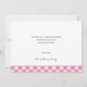 Eenvoudige Moderne Roze Gingham Kerstkaart (Achterkant)