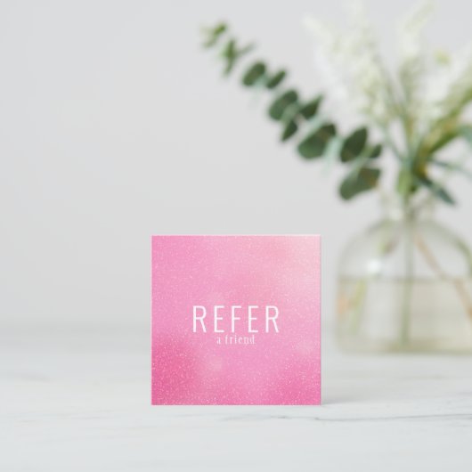 Eenvoudige moderne roze glitter aanbevelingskaartje (Staand voorkant)