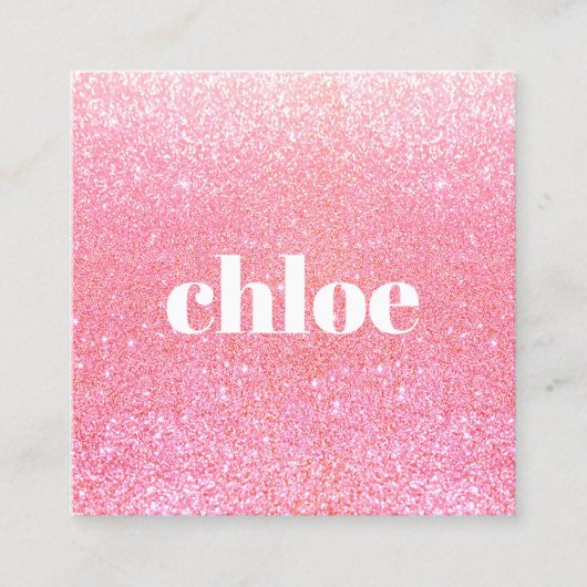 Eenvoudige moderne roze glitter Makeup artiest Vierkante Visitekaartje (Voorkant)
