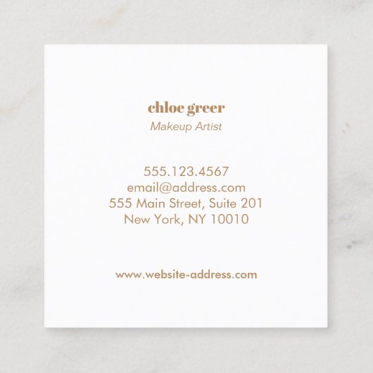 Eenvoudige moderne roze glitter Makeup artiest Vierkante Visitekaartje (Achterkant)