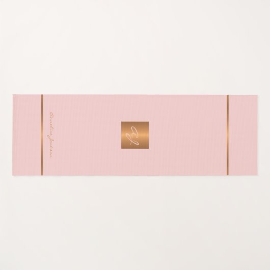 Eenvoudige moderne roze goud chique monogram strep yogamat (Voorkant (horizontaal))