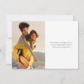 Eenvoudige moderne roze gouden glitterscript foto bedankkaart (Achterkant)