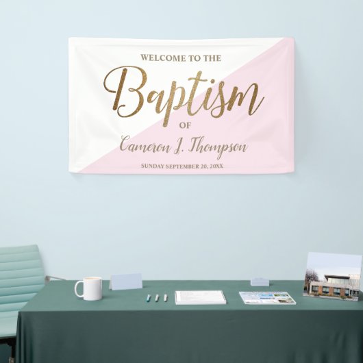 Eenvoudige, moderne roze, gouden handschrift met B Spandoek (Beurs)