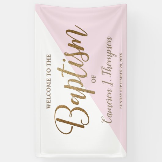 Eenvoudige, moderne roze, gouden handschrift met B Spandoek (Verticaal)