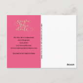 Eenvoudige moderne roze groene bruiloft bespaart d briefkaart (Achterkant)