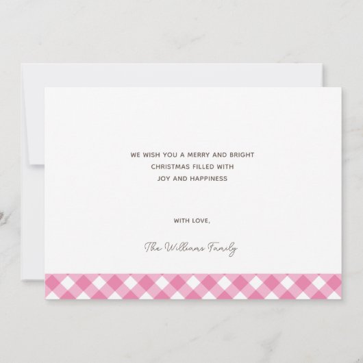 Eenvoudige moderne roze kerst Kaart (Achterkant)