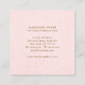Eenvoudige moderne roze linen, Beauty Salon Vierkante Visitekaartje (Achterkant)