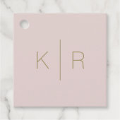 Eenvoudige Moderne Roze Monogram Bruiloft Dank u Bedankjes Labels (Voorkant)