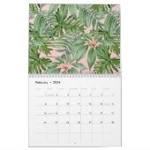 Eenvoudige moderne roze palm tropische bladeren mu kalender (Feb 2026)