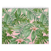 Eenvoudige moderne roze palm tropische bladeren mu kalender (Hoes)