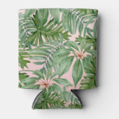 Eenvoudige moderne roze palmblad tropische bloemen blikjeskoeler (Voorkant)