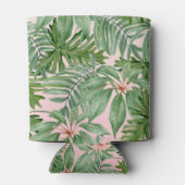 Eenvoudige moderne roze palmblad tropische bloemen blikjeskoeler (Achterkant)