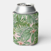 Eenvoudige moderne roze palmblad tropische bloemen blikjeskoeler (Blikje Achterkant)