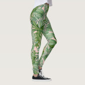 Eenvoudige moderne roze palmblad tropische bloemen leggings (Rechts)