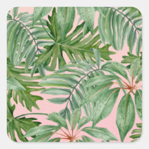 Eenvoudige moderne roze palmblad tropische bloemen