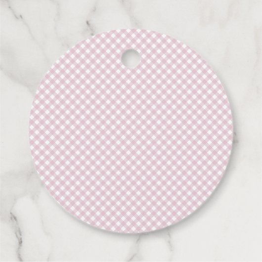 Eenvoudige Moderne Roze Plaid Bow Bedankjes Labels (Achterkant)