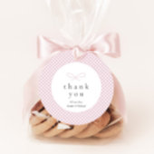 Eenvoudige Moderne Roze Plaid Bow Bedankjes Labels