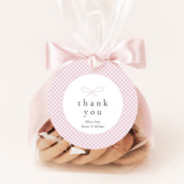 Eenvoudige Moderne Roze Plaid Bow Bedankjes Labels