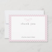 Eenvoudige Moderne Roze Plaid Bow Bedankkaart (Voorkant)