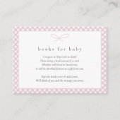 Eenvoudige moderne Roze Plaid Bow Boeken voor Baby Informatiekaartje (Voorkant)
