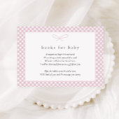 Eenvoudige moderne Roze Plaid Bow Boeken voor Baby Informatiekaartje