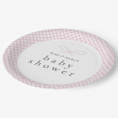 Eenvoudige Moderne Roze Plaid Bow Papieren Bordje (Gekanteld)