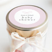 Eenvoudige Moderne Roze Plaid Bow Ronde Sticker