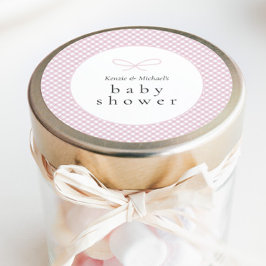 Eenvoudige Moderne Roze Plaid Bow Ronde Sticker