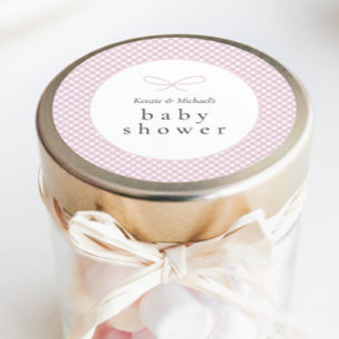 Eenvoudige Moderne Roze Plaid Bow Ronde Sticker