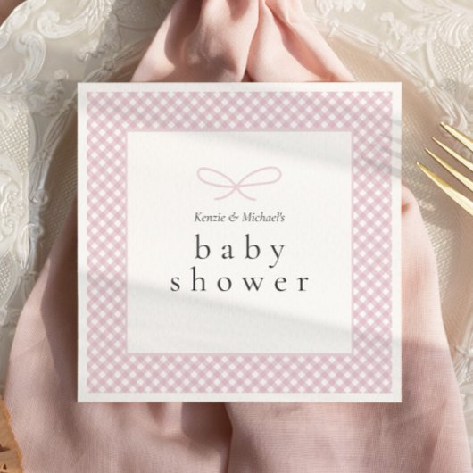 Eenvoudige Moderne Roze Plaid Bow Servet