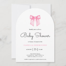 Eenvoudige Moderne Roze Strik Baby Shower Uitnodig Kaart