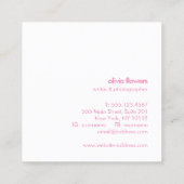 Eenvoudige Moderne Roze Typografie Naam Vierkante Visitekaartje (Achterkant)