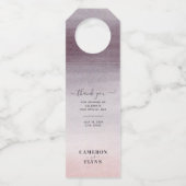 Eenvoudige moderne roze Waterverf ombre Wedding Flessenhanger (Voorkant)