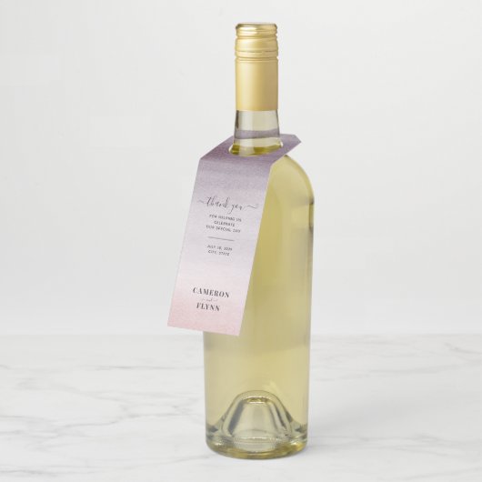 Eenvoudige moderne roze Waterverf ombre Wedding Flessenhanger (Schuin)