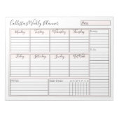 Eenvoudige, moderne, roze, Wekelijkse aangepaste p Notitieblok (Voorkant)