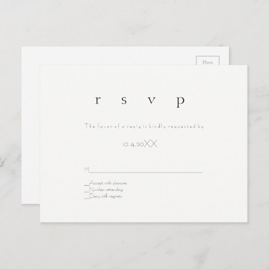 Eenvoudige moderne rsvp bruiloft briefkaarten (Voorkant / Achterkant)