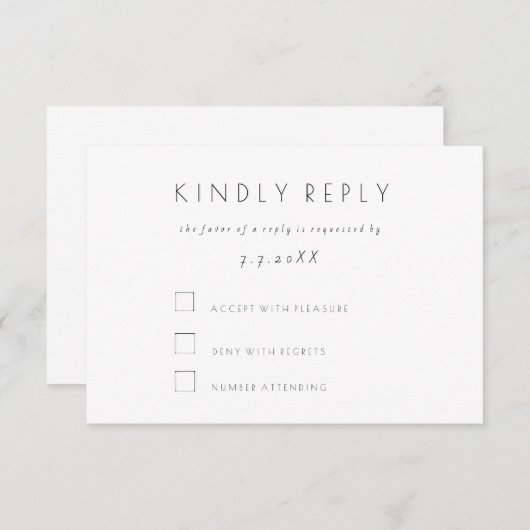 Eenvoudige moderne RSVP-Kaarten voor bruiloft RSVP Kaartje (Voorkant / Achterkant)