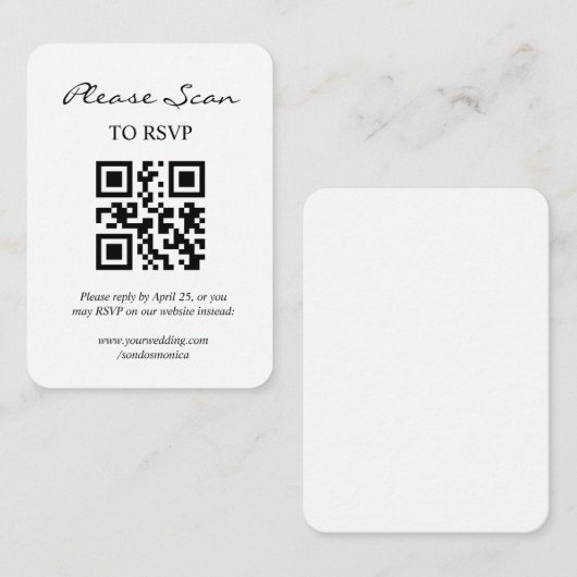 Eenvoudige moderne RSVP met QR-code bijgevoegde ka Informatiekaartje (Voorkant / Achterkant)