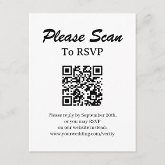 Eenvoudige moderne RSVP met QR-code bijgevoegde ka Informatiekaartje