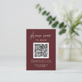 Eenvoudige moderne RSVP met QR-code | Bourgogne Informatiekaartje (Staand voorkant)
