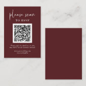 Eenvoudige moderne RSVP met QR-code | Bourgogne Informatiekaartje (Voorkant / Achterkant)