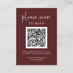 Eenvoudige moderne RSVP met QR-code Bourgogne Informatiekaartje