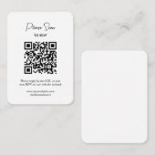 Eenvoudige Moderne RSVP met QR Code Enclosure Kaar Informatiekaartje (Voorkant / Achterkant)