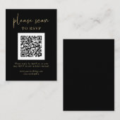 Eenvoudige moderne RSVP met QR-code | Goud en zwar Informatiekaartje (Voorkant / Achterkant)